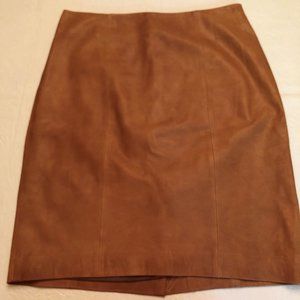 Talbots luggage/tobacco leather pencil skirt - 6P